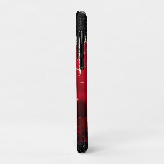 Glittermonogram rode zwarte druppels Case-Mate iPhone case (Achterkant/links)