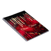 Glittermonogram rode zwarte druppels notitieboek (Rechterzijde)