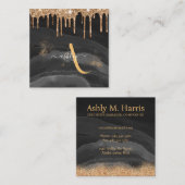 Glittermonogram voor Gold Driving Aangepast Metaal Vierkante Visitekaartje (Voorkant / Achterkant)