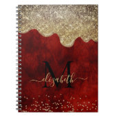 Glittermonogram voor roodbruiningen notitieboek (Voorkant)