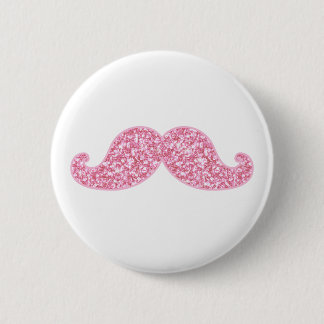 GLITTERMUSTACHE VAN MEESTE PINK, AFGEDRUKT RONDE BUTTON 5,7 CM
