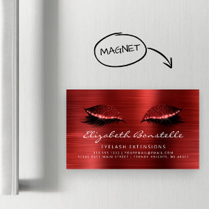 Glitterogen Borstelmetaal Wimper Extensies Rood Magnetisch Visitekaartje