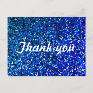 Glitterpatronen Dank u Neon Blue Sparkle Briefkaart