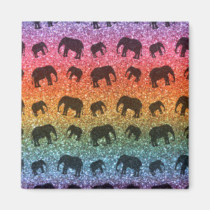 Glitterpatroon van de elefant van de regenboog magneet