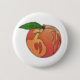 glitterperzik ronde button 5,7 cm