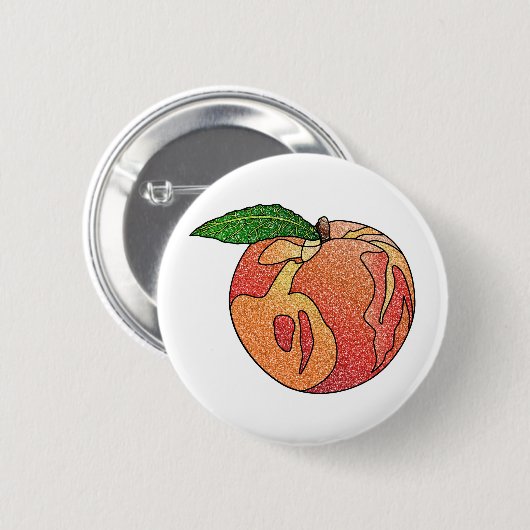 glitterperzik ronde button 5,7 cm (Voorkant /achterkant)