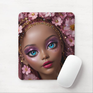 Glitterpop Glitter en Bloemen Pop Muismat