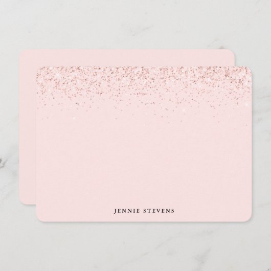 Glitterrand, Roze Roze Persoonlijk Notitiekaartje (Voorkant / Achterkant)