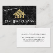 Glitterreinigingspictogrammen | Zwarte marmer Visitekaartje (Voorkant / Achterkant)