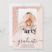 Glitterroze afstuderen fotoblok afstuderen kaart (Voorkant)