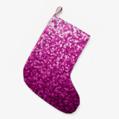 Glitterroze sequenties kleine kerstsok (Voorkant (Hangend))