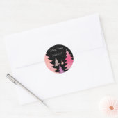 Glitterroze zwart monogram ronde sticker (Envelop)