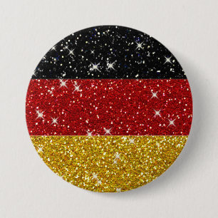 Glitters Duitsland Vlag met Sparkles Ronde Button 7,6 Cm