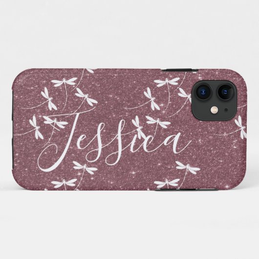 Glitters en libellen gepersonaliseerd Case-Mate iPhone case (Achterkant (horizontaal))