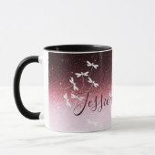 Glitters en libellen gepersonaliseerd mok (Links)