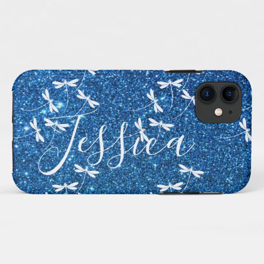 Glitters en libellen gepersonaliseerde Case-Mate iPhone Case (Achterkant (horizontaal))