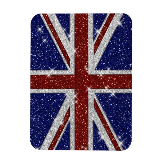 Glitters Glanzende Sparkle Union Jack Vlag Magneet (Verticaal)