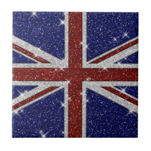 Glitters Glanzende Sparkle Union Jack Vlag Tegeltje