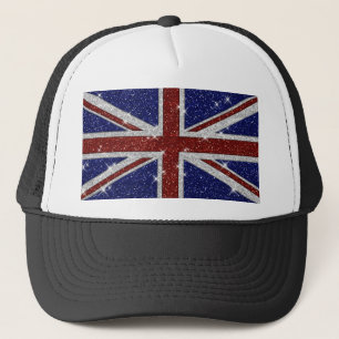 Glitters Glanzende Sparkle Union Jack Vlag Trucker Pet