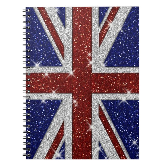 Glitters Shiny Sparkle Union Jack Flag Notitieboek (Voorkant)