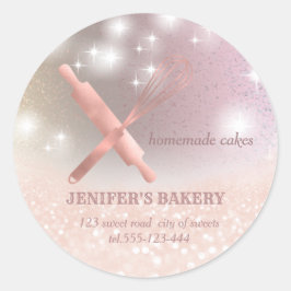 Glitterspalpen en zogenaamde "whiskychef"-bakkerij ronde sticker