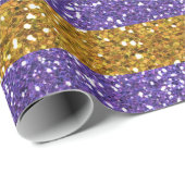 Glitterstripes voor goud en Paars, bedrukt Cadeaupapier (Rol Hoek)
