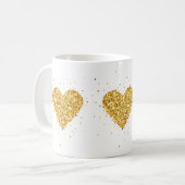 Glittertextuur van goudhartslag koffiemok (Voorkant links)
