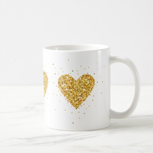 Glittertextuur van goudhartslag koffiemok (Rechts)