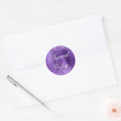 Glittery Amethyst Folie Fancy gesigneerd exemplaar Ronde Sticker (Envelop)