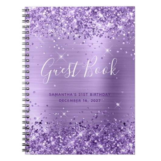 Glittery Amethyst Moderne 21e Anniversaire Livre d (Devant)