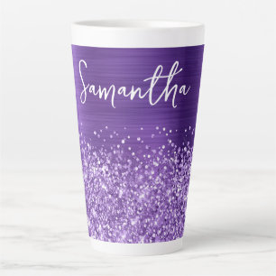 Glittery Amethyst Paarse Glam Name Latte Mok