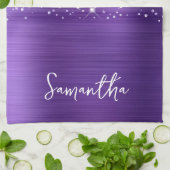 Glittery Amethyst Paarse Glam Name Theedoek (Gevouwen)