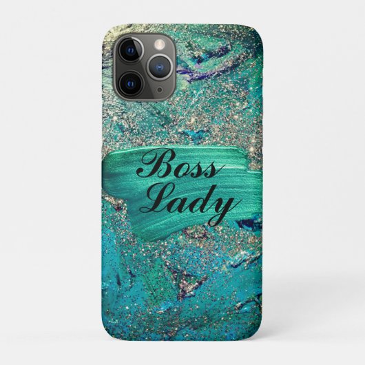Glittery Aqua Paint Strokes Boss Lady Case-Mate iPhone Case (Achterkant)