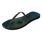Glittery Aqua Peacock Feather Teenslippers (Schuin)
