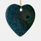 Glittery Aqua Peacock Keramisch Ornament (Rechts)