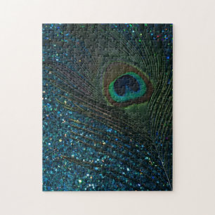 Glittery Aqua Peacock Legpuzzel