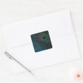 Glittery Aqua Peacock Vierkante Sticker (Envelop)