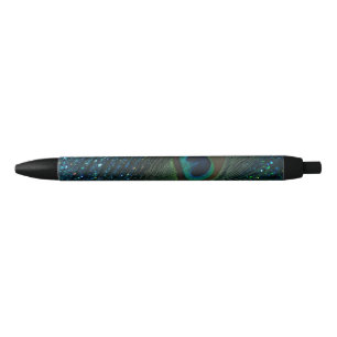 Glittery Aqua Peacock Zwarte Inkt Pen