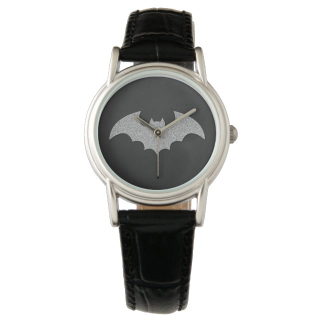 Glittery Bat Halloween Horloge (Voorkant)