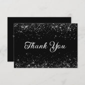 Glittery Black 50ste verjaardag Bedankkaart (Voorkant / Achterkant)