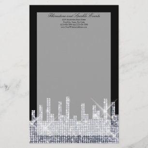 Glittery Black/Silver Glamor op maat Briefpapier