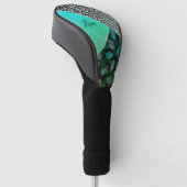 Glittery Blauwgroen Tropical Leopard Print Golfheadcover (Schuin)