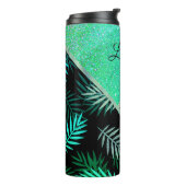Glittery Blauwgroen Tropical Leopard Print Thermosbeker (Gedraaid links)