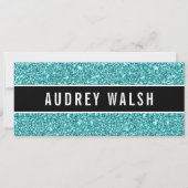 Glittery Blue Chic Sequin Black Gift Certificate Kaart (Voorkant)