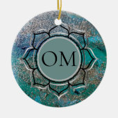 Glittery Blue Elegant OM Lotus Keramisch Ornament (Voorkant)