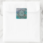 Glittery Blue Elegant OM Lotus Vierkante Sticker (Tas)