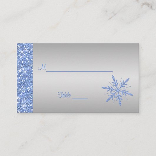 Glittery Blue en Silver Snowflakes Plaatskaarten Plaatskaartje (Voorkant)
