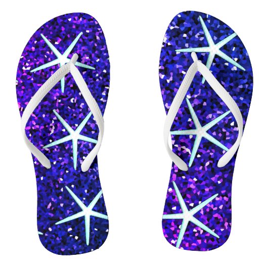 Glittery Blue Ombre Sparkle Starfish Patterns Scha Teenslippers (Voetbed)