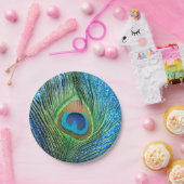 Glittery Blue Peacock Papieren Bordje (Feest)