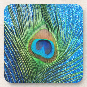 Glittery Blue Peacock-stilstand Drankjes Onderzetter